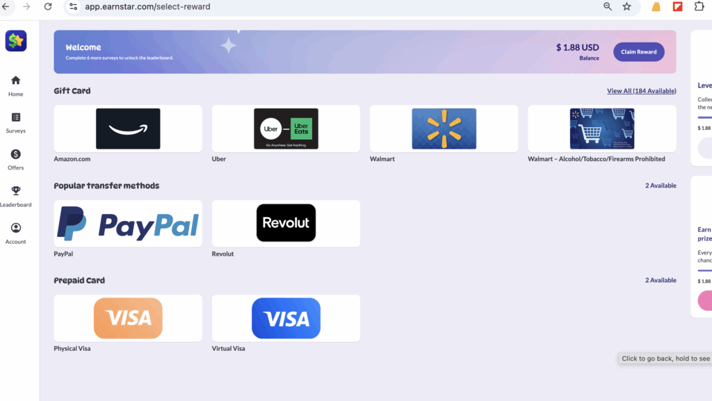 Here are some options for withdrawing funds from Earnstar.
