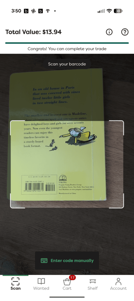 Here's a picture of my app and what it looked like when I scanned a book. Very easy!