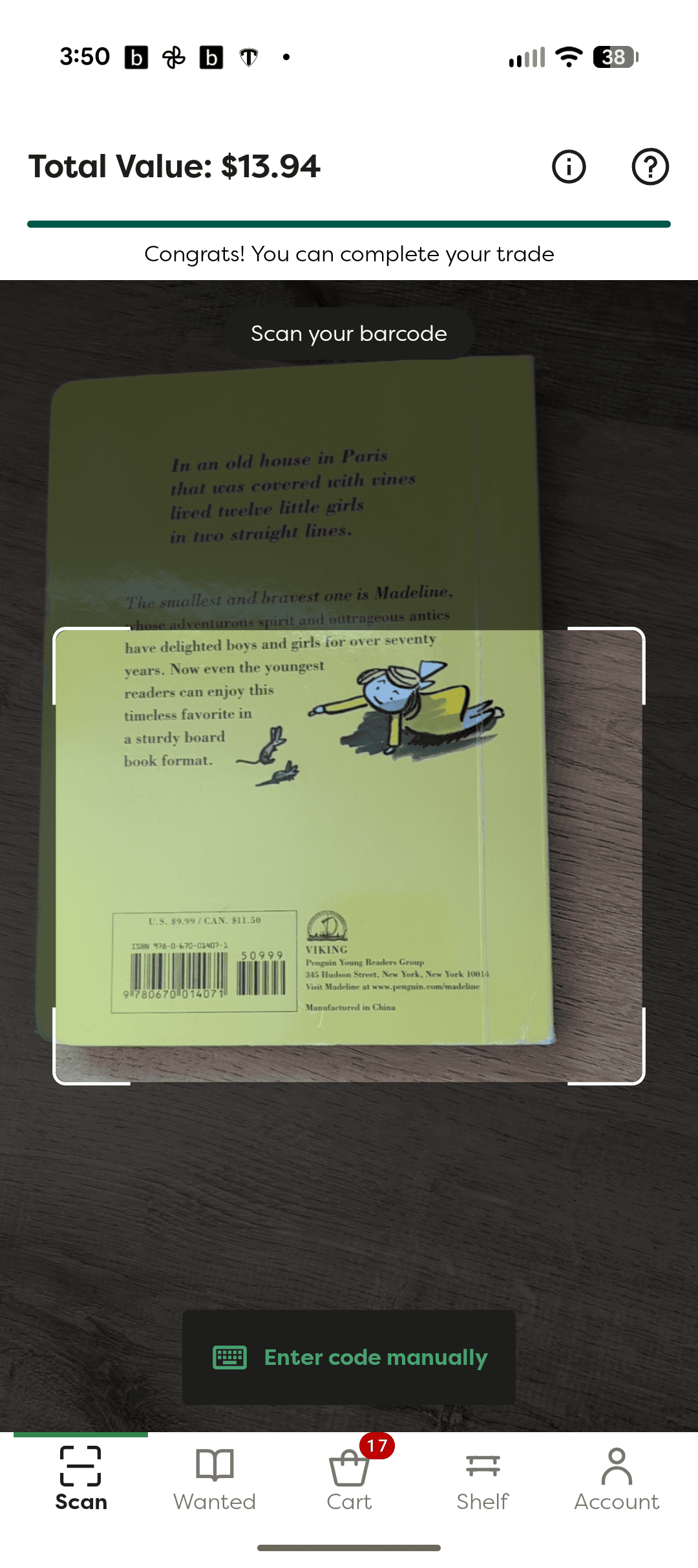 Here's a picture of my app and what it looked like when I scanned a book. Very easy!