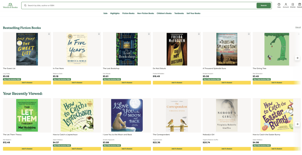 Here's what it looks like if you are interested in buying books from World of Books.