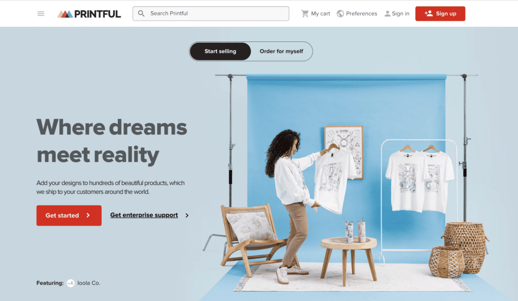 Printful's homepage