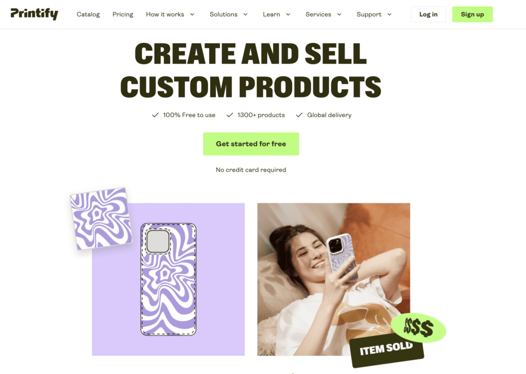 Printify's homepage