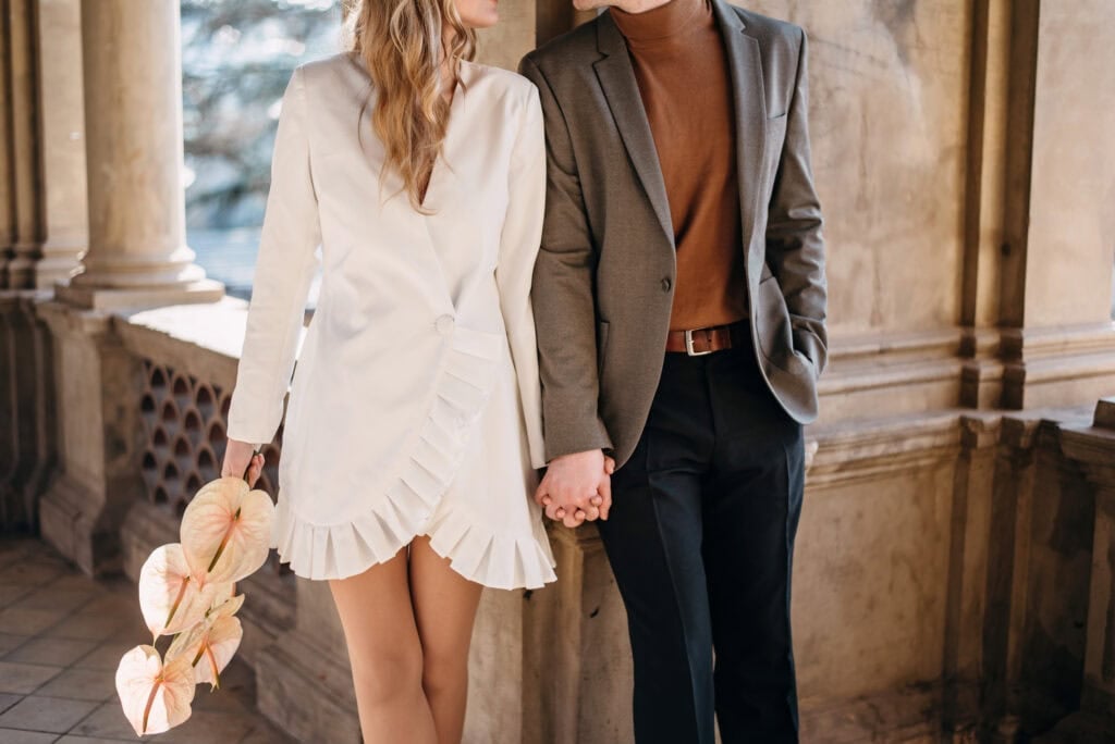 two people doing an engagement photoshoot